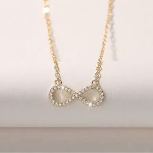 Simple 925 Sterling Silver Gold Infinity Necklace